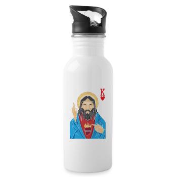 Jésus-Christ est Roi De Cœur Religieux Chrétien - Gourde avec paille intégrée - blanc - Droite