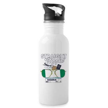 Straight Trippin' Nigeria Vacation Tour Travel - Water bottle with straw - white - Right