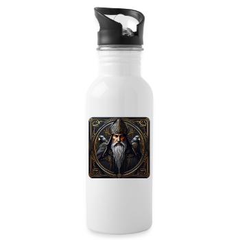 Magicien mystique avec corbeaux - Gourde avec paille intégrée - blanc - Droite