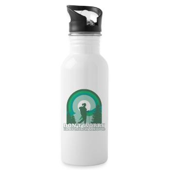 Funny Hiker Out of Breath Hiking Society Trekking - Water bottle with straw - white - Right