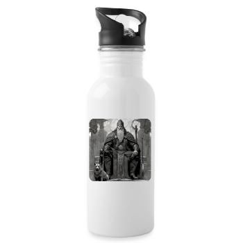 Stolzer Wikinger Krieger Germane mit Schwert - Trinkflasche mit integriertem Trinkhalm - Weiß - Rechts