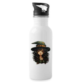 Halloween Witch I Cartoon Style I Witch - Water bottle with straw - white - Right