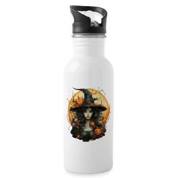 Halloween Witch I Cartoon Style I Witch - Water bottle with straw - white - Right