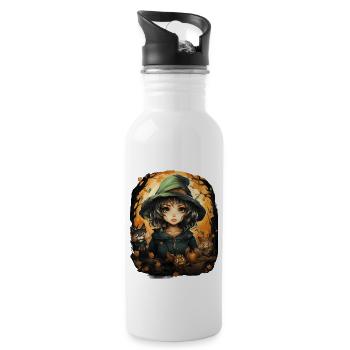 Halloween Witch I Cartoon Style I Witch - Trinkflasche mit integriertem Trinkhalm - Weiß - Rechts