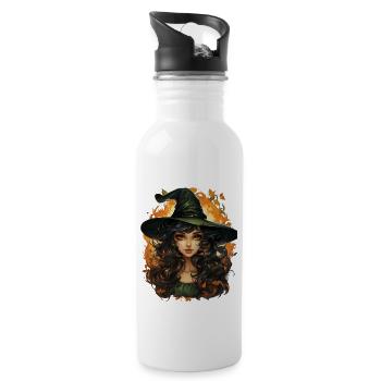 Halloween Witch I Cartoon Style I Witch - Trinkflasche mit integriertem Trinkhalm - Weiß - Rechts