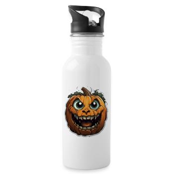 Scary Pumpkin Face I Spooky Halloween - Trinkflasche mit integriertem Trinkhalm - Weiß - Rechts