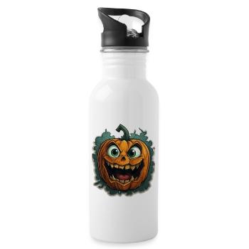 Scary Pumpkin Face I Spooky Halloween - Trinkflasche mit integriertem Trinkhalm - Weiß - Rechts