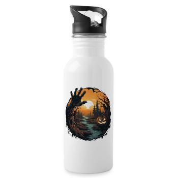 Halloween Emerging Hands Spooky Pumpkin - Trinkflasche mit integriertem Trinkhalm - Weiß - Rechts