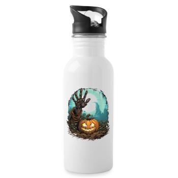Halloween Emerging Hands Spooky Pumpkin - Trinkflasche mit integriertem Trinkhalm - Weiß - Rechts