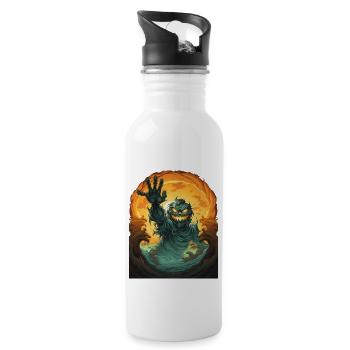 Halloween Emerging Hands Spooky Pumpkin - Trinkflasche mit integriertem Trinkhalm - Weiß - Rechts