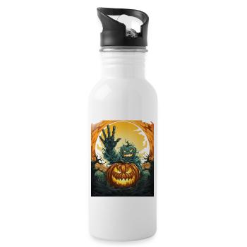 Halloween Emerging Hands Spooky Pumpkin - Trinkflasche mit integriertem Trinkhalm - Weiß - Rechts