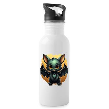 Bat Halloween I Cartoon Cute Bat - Trinkflasche mit integriertem Trinkhalm - Weiß - Rechts