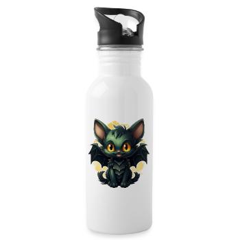 Bat Halloween I Cartoon Cute Bat - Trinkflasche mit integriertem Trinkhalm - Weiß - Rechts