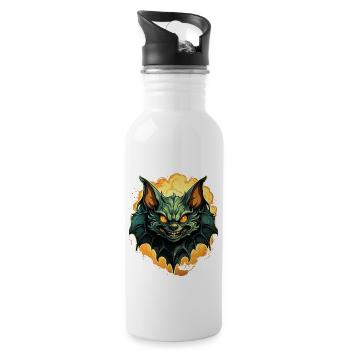 Bat Halloween I Cartoon Cute Bat - Trinkflasche mit integriertem Trinkhalm - Weiß - Rechts