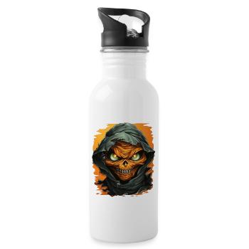 Halloween Spooky Cartoon Mummy - Trinkflasche mit integriertem Trinkhalm - Weiß - Rechts