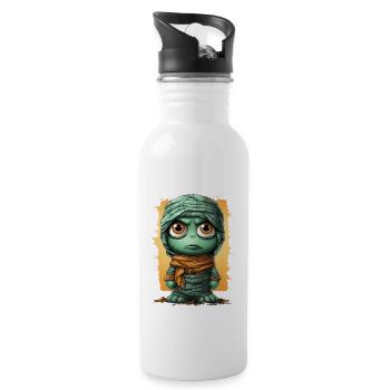 Halloween Spooky Cartoon Mummy - Trinkflasche mit integriertem Trinkhalm - Weiß - Rechts