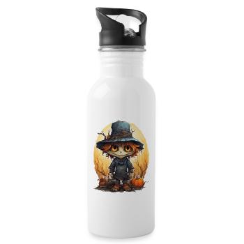 Scarecrow Halloween Cartoon Scary Scarecrow - Water bottle with straw - white - Right