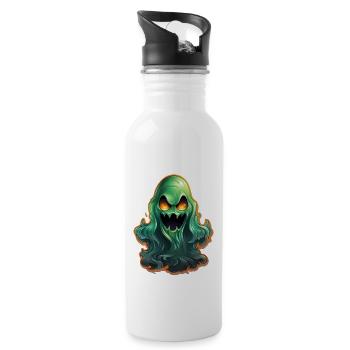 Ghost Lover Cartoon Style Halloween Ghost Sppoky - Water bottle with straw - white - Right