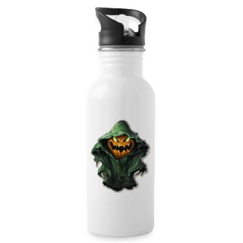 Ghost Lover Cartoon Style Halloween Ghost Spooky - Water bottle with straw - white - Right
