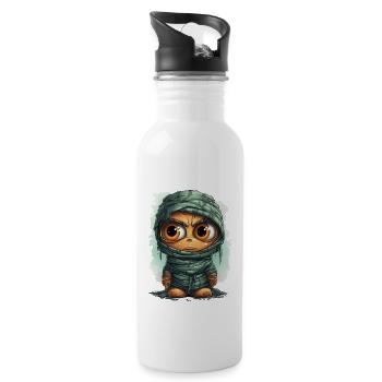 Halloween Spooky Cartoon Mummy - Trinkflasche mit integriertem Trinkhalm - Weiß - Rechts
