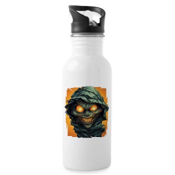 Halloween Spooky Cartoon Mummy - Trinkflasche mit integriertem Trinkhalm - Weiß - Rechts