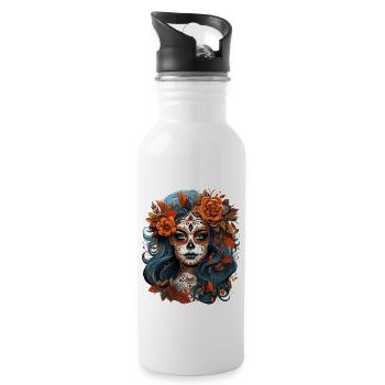 Day Of The Dead I Sugar Skull I Dia De Los Muertos - Trinkflasche mit integriertem Trinkhalm - Weiß - Rechts