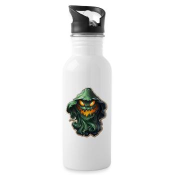 Ghost Lover Cartoon Style Halloween Ghost Spooky - Water bottle with straw - white - Right