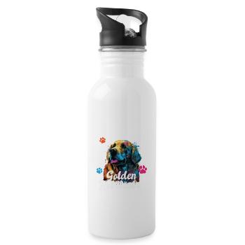The Best Therapy Is A Golden Retriever Dog Mom - Trinkflasche mit integriertem Trinkhalm - Weiß - Rechts