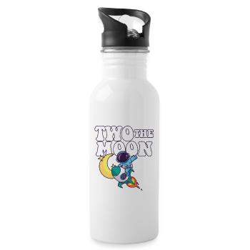 2nd Birthday Party Theme Outer Space Two The Moon - Trinkflasche mit integriertem Trinkhalm - Weiß - Rechts