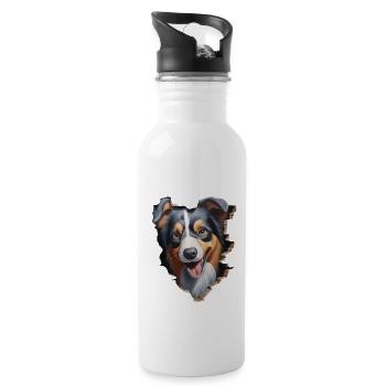Australian Shepherd Owner - Perfect Aussie - Water bottle with straw - white - Right