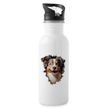 Australian Shepherd Owner - Perfect Aussie - Water bottle with straw - white - Right