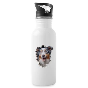 Australian Shepherd Owner - Perfect Aussie - Water bottle with straw - white - Right