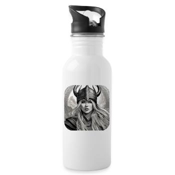 Stolze Wikingerin Germanin Schildmaid - Trinkflasche mit integriertem Trinkhalm - Weiß - Rechts