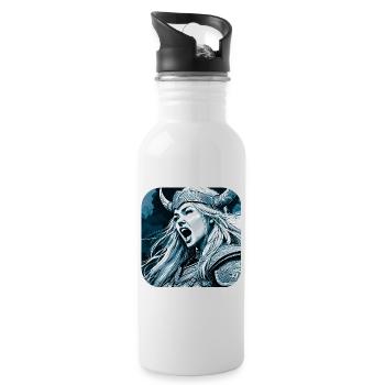 Fière Viking Germanin Shieldmaiden - Gourde avec paille intégrée - blanc - Droite