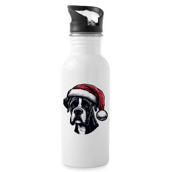 Boxerhund Weihnachtsgeschenke - Trinkflasche mit integriertem Trinkhalm - Weiß - Rechts