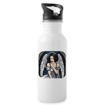 Cool Gothic Angel III - Water bottle with straw - white - Right