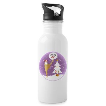 Yoga Shirt Weihnachten Say Ho Nikolaus Santa Claus - Trinkflasche mit integriertem Trinkhalm - Weiß - Rechts