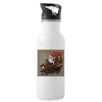 Merry Coffee Bean Christmas - Water bottle with straw - white - Right
