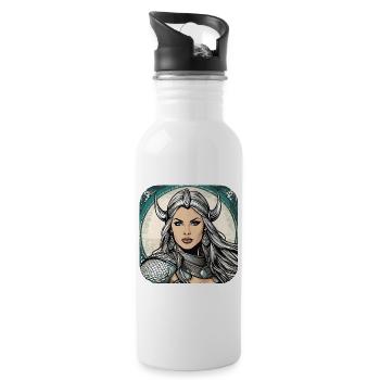 Fière Viking Germanin Shieldmaiden - Gourde avec paille intégrée - blanc - Droite