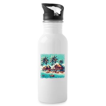 Reethi Beach Maldives Grunge Holidays - Water bottle with straw - white - Right