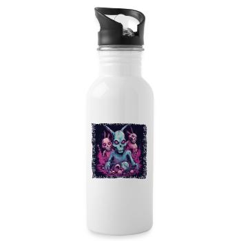 Easter Bunny Zombie Celebration - Water bottle with straw - white - Right