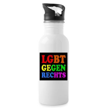 Lgbt gegen rechts - Trinkflasche mit integriertem Trinkhalm - Weiß - Rechts