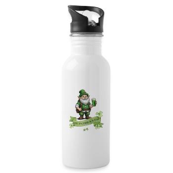St. Patrick's Day Leprechaun I Green Beer I - Water bottle with straw - white - Right
