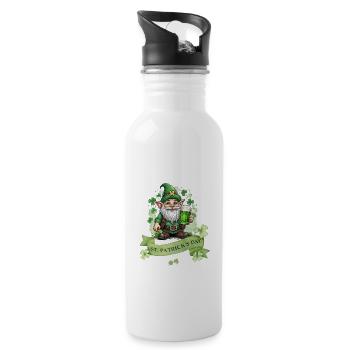 St. Patrick's Day Leprechaun I Green Beer I - Water bottle with straw - white - Right