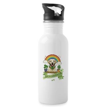 Clover St. Patrick's Day Labrador - Water bottle with straw - white - Right