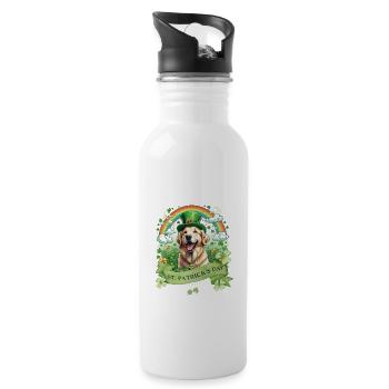 Chapeau vert et trèfle I Or de la Saint-Patrick - Gourde avec paille intégrée - blanc - Droite