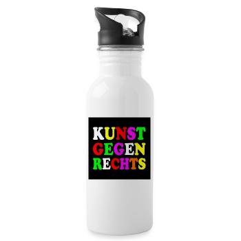 Kunst gegen rechts - Trinkflasche mit integriertem Trinkhalm - Weiß - Rechts