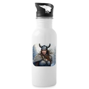 Fière Viking Germanin Shieldmaiden - Gourde avec paille intégrée - blanc - Droite