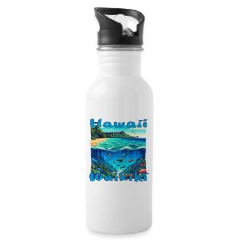 Hawaii Waikiki: Urlaub mit Tauchen & Fischen - Trinkflasche mit integriertem Trinkhalm - Weiß - Rechts