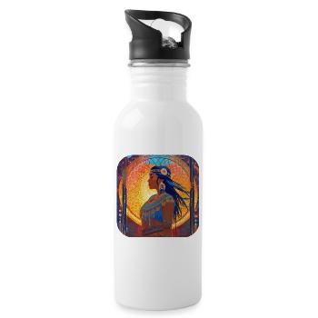 Mystical Fantasy Shaman Sorceress - Water bottle with straw - white - Right